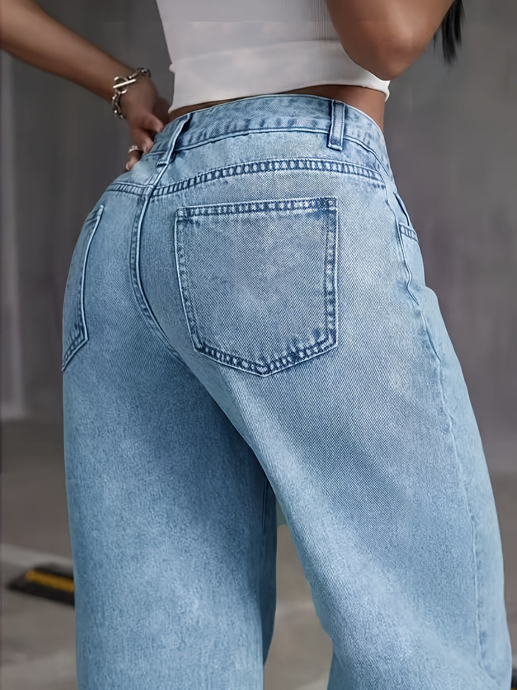 Plus-Size Stretchy Jeans for Women, Featuring a Classic Washed Snowflake Design, Comfortable Fit