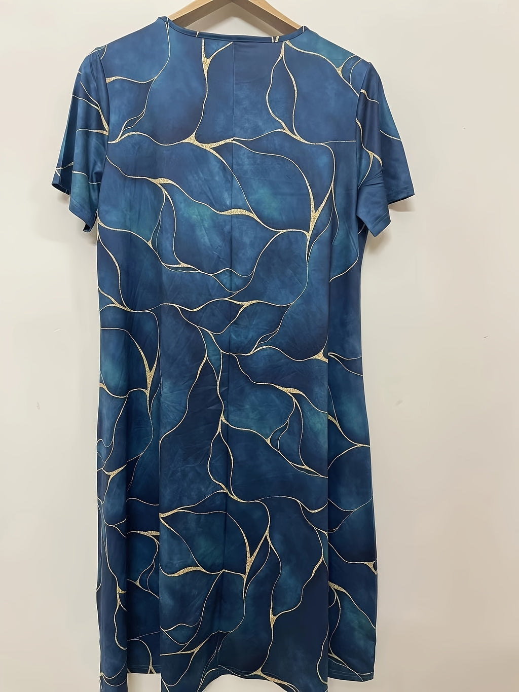 Round Neck Loose Short Sleeve Printed Dress