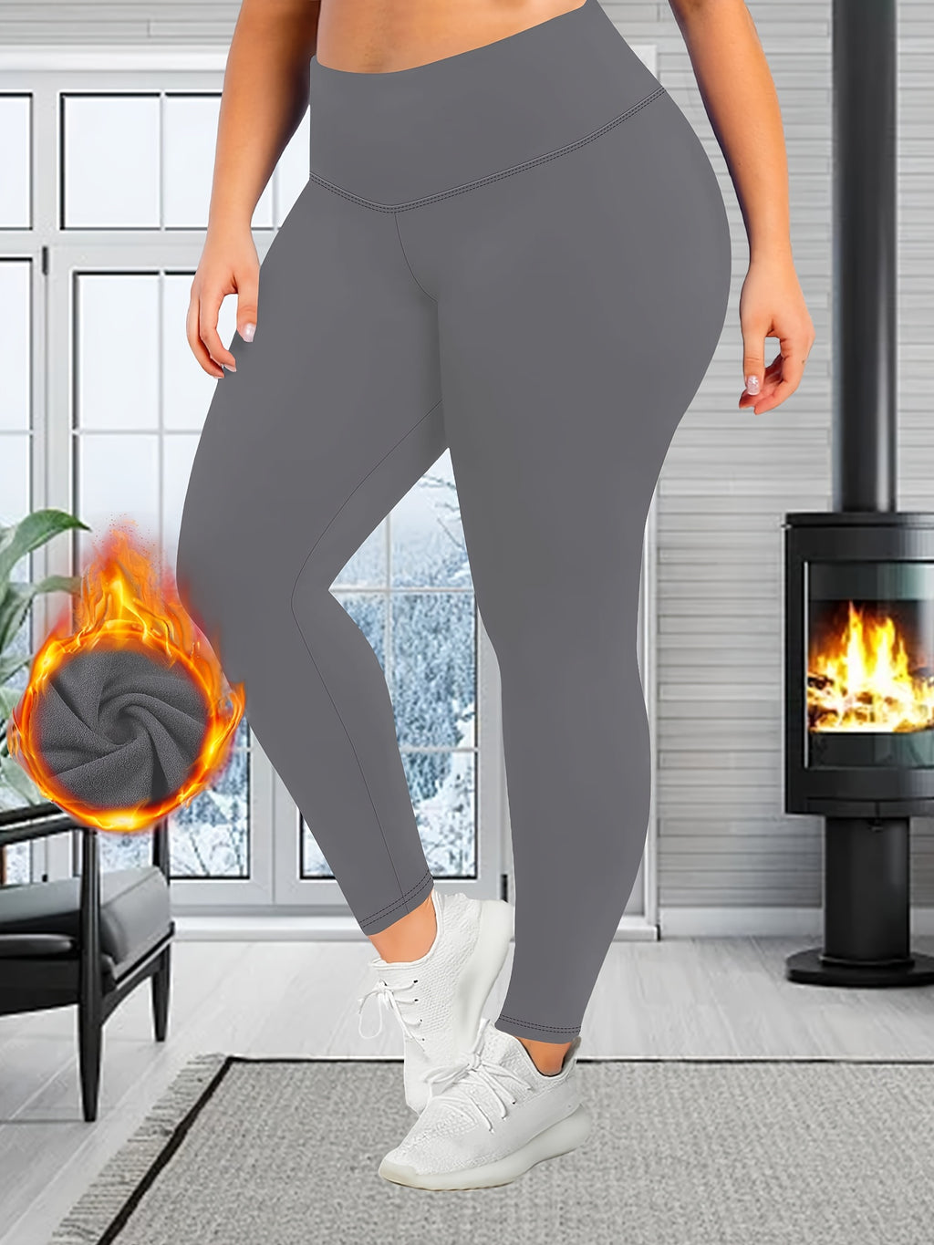 Cozy Plus Size Solid Leggings - Soft, High Waist, Thick, Stretchy