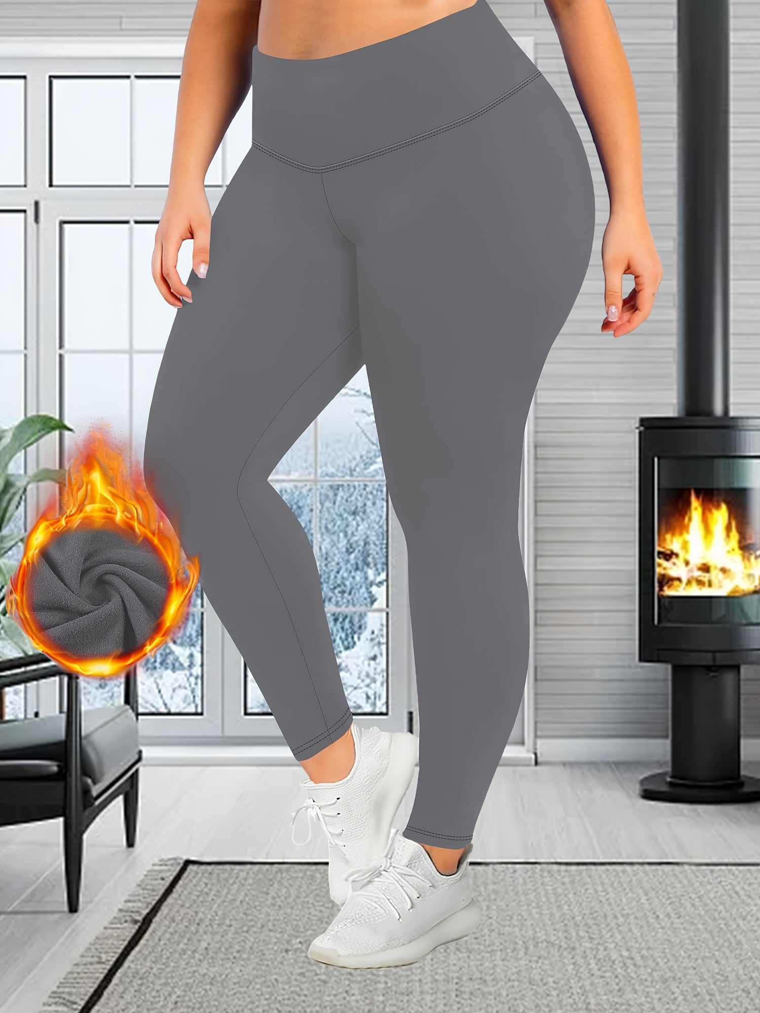 Cozy Plus Size Solid Leggings - Soft, High Waist, Thick, Stretchy