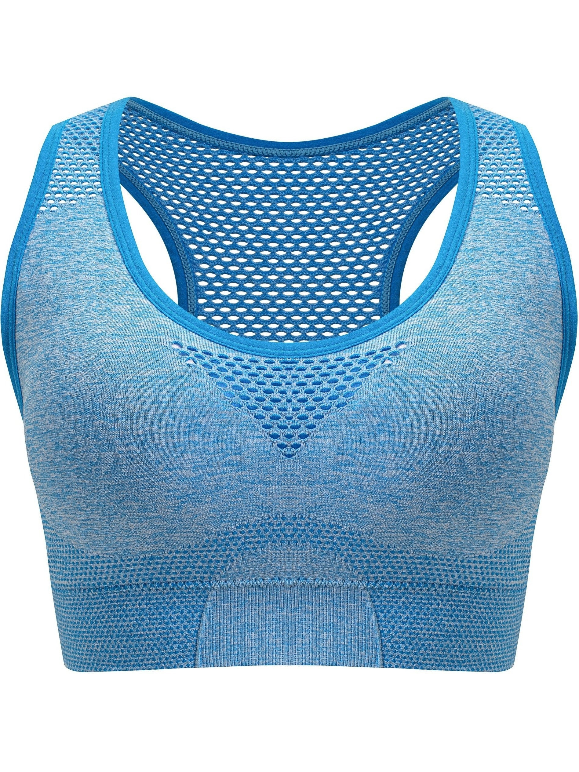 Plus Size Seamless Sports Bra - Breathable Hollow Mesh Thin Yoga Bra Without Steel Ring