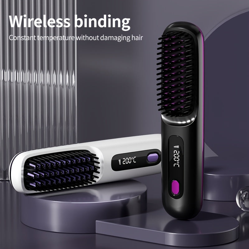 Wireless Straightener Brush, 30W Ceramic, 3 Temperature Settings
