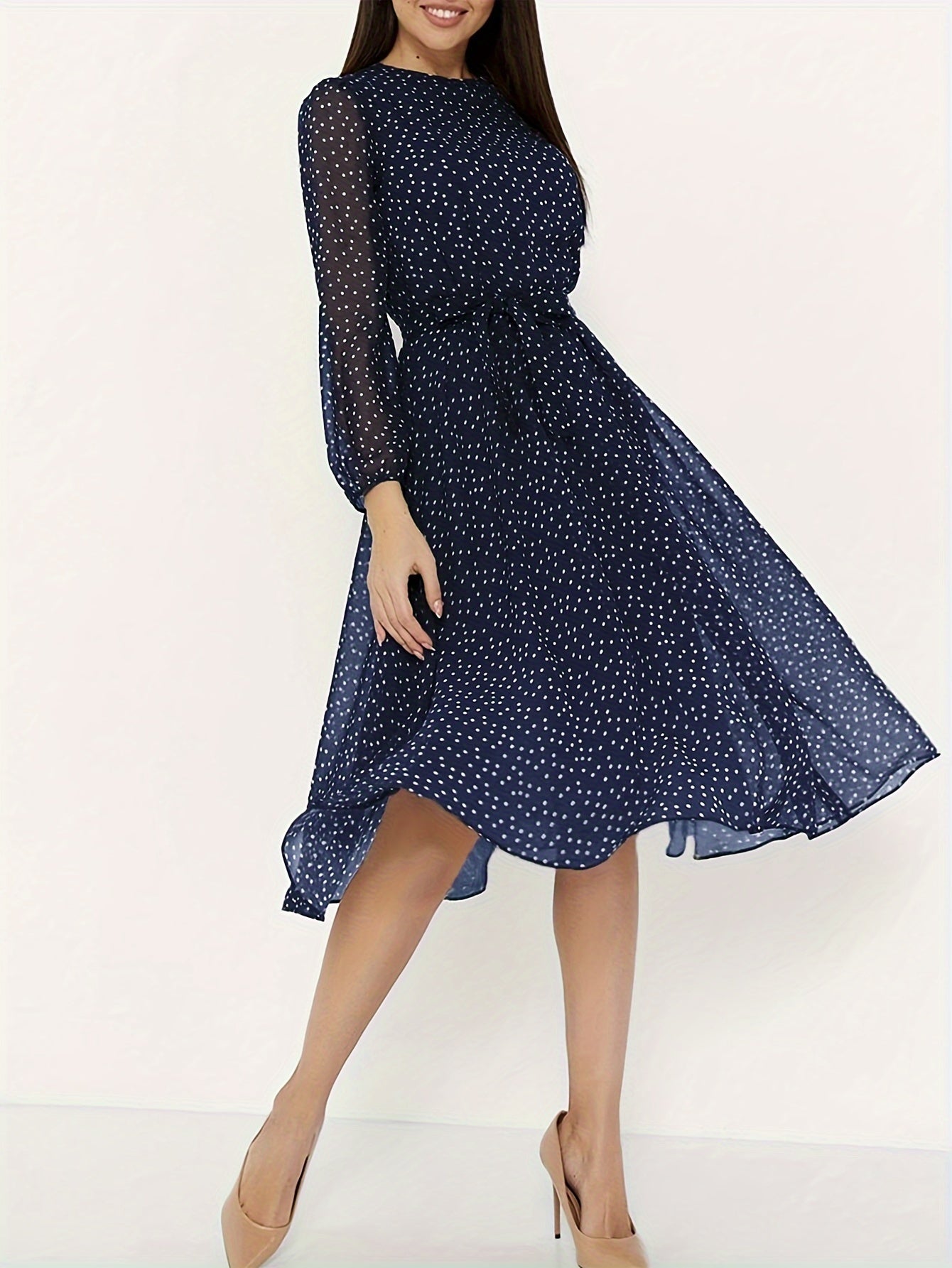 Short Sleeve Round Neck Flared Skirt