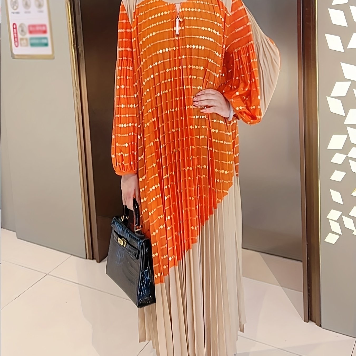 French-Style Pleated Dress, Loose Fit for Women