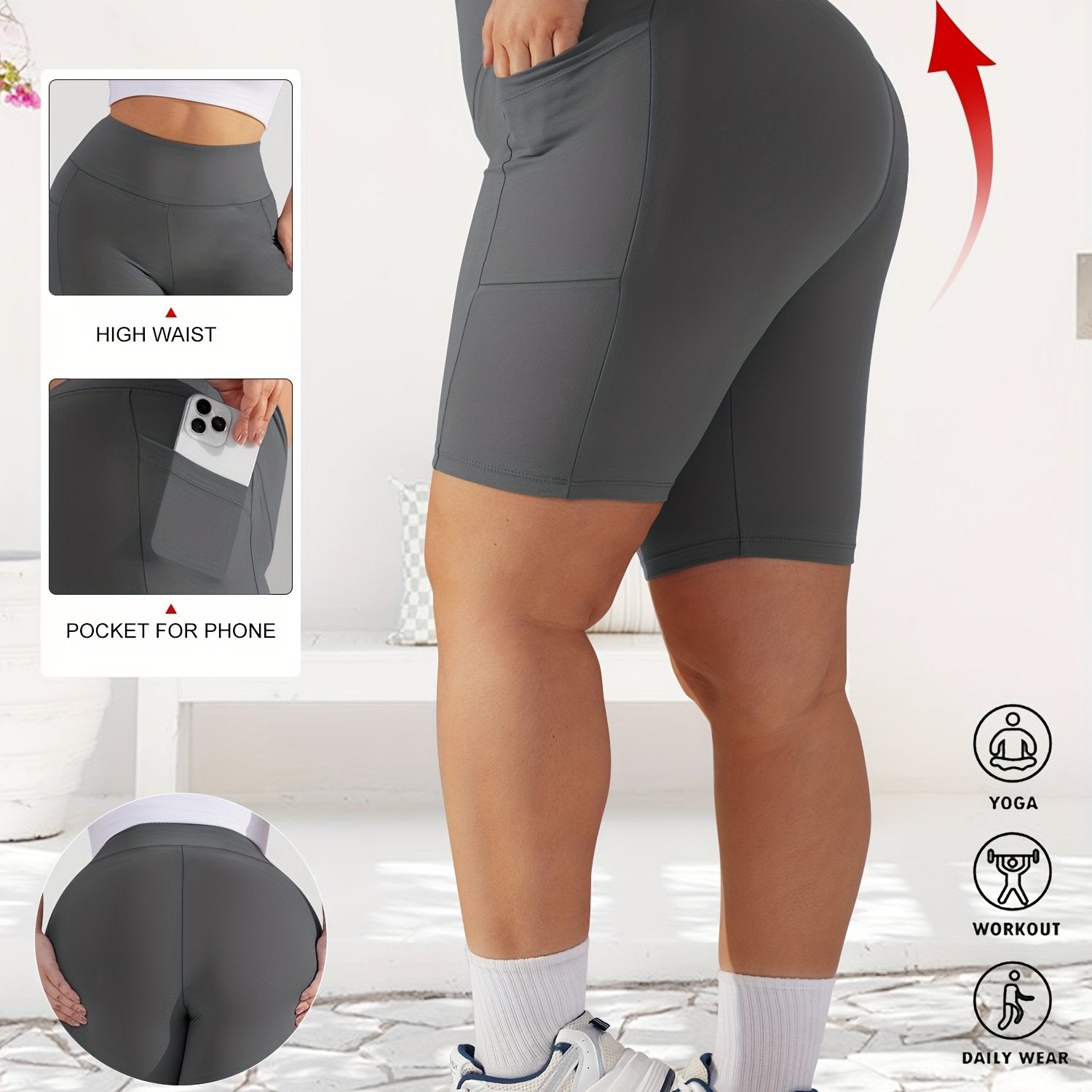 Plus Size Women's High-Waist Leopard Print Shorts
