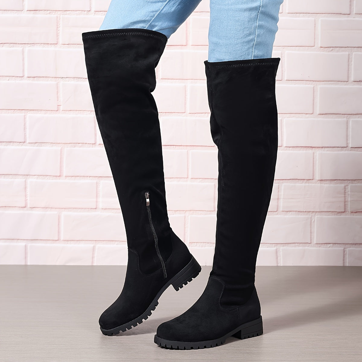 Stylish Women's Long Over the Knee Boots - Chunky Heel