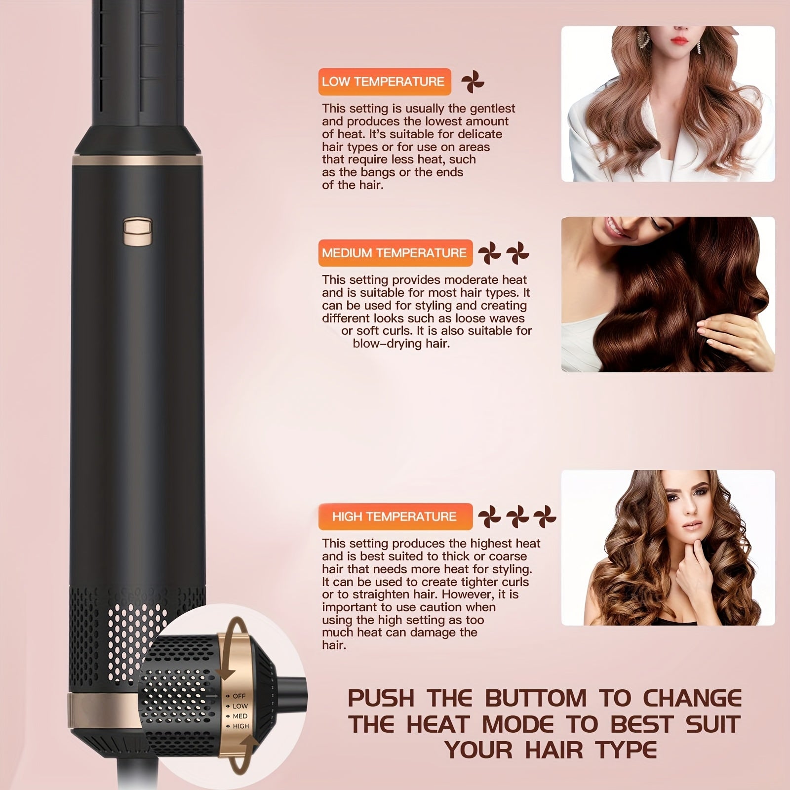 5-in-1 Hair Dryer Brush & Styler, Hot Air Brush, Left & Right Automatic