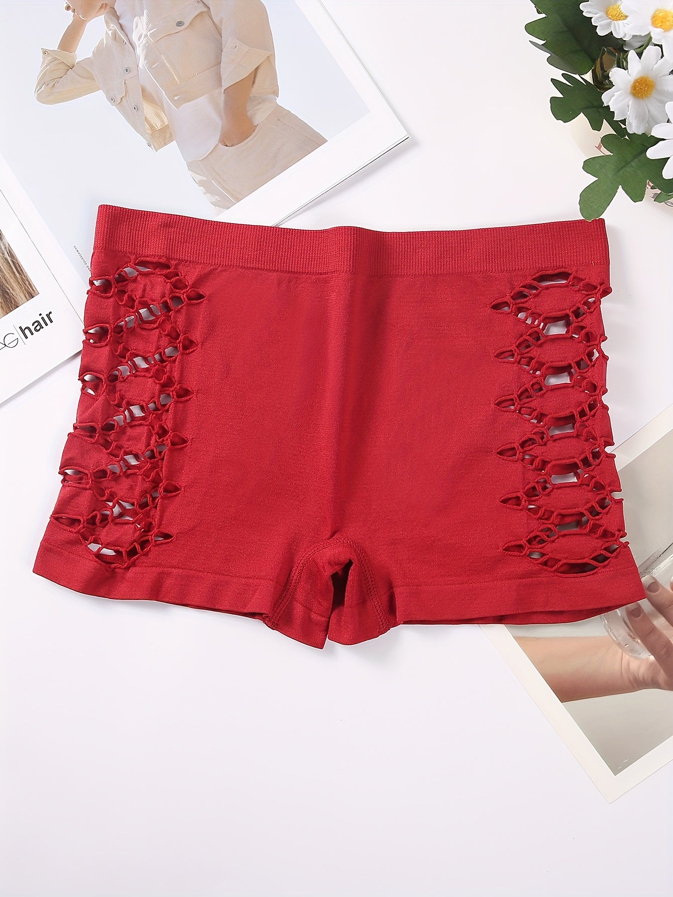 [Geometric Pants] Geometric High Waist Women's Flat Leg Pants | Hollowed Out