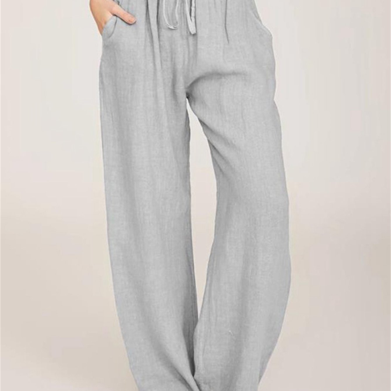Drawstring Wide Leg Solid Loose Palazzo Pants