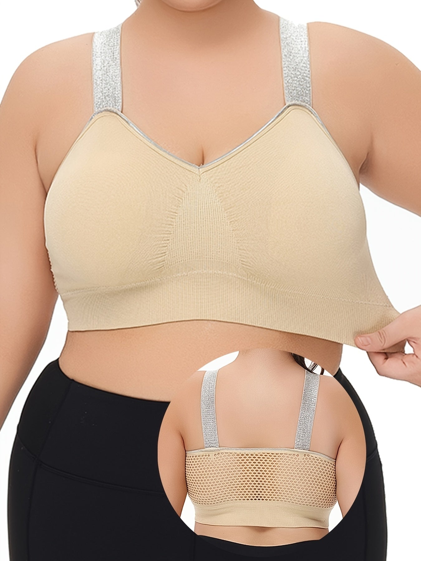 Thin Silvery Contrast High-End Bra Plus Size Breathable Women's Underwear