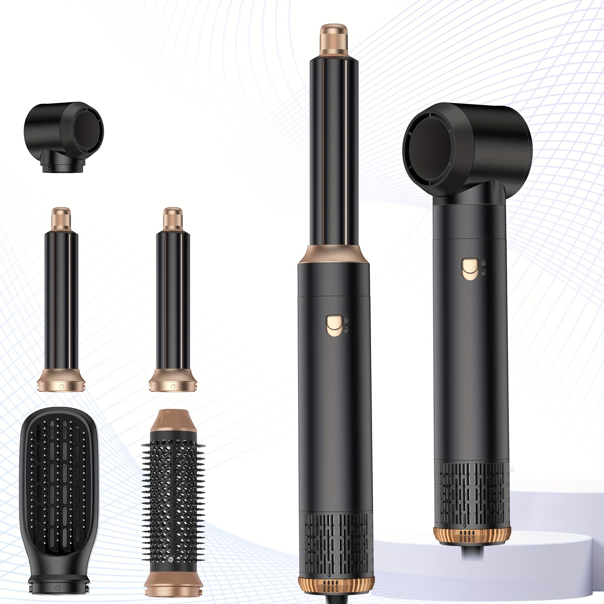 5-in-1 Hair Styler Dryer Brush - 60,000 RPM Ionic Technology, Auto-Reverse Curling