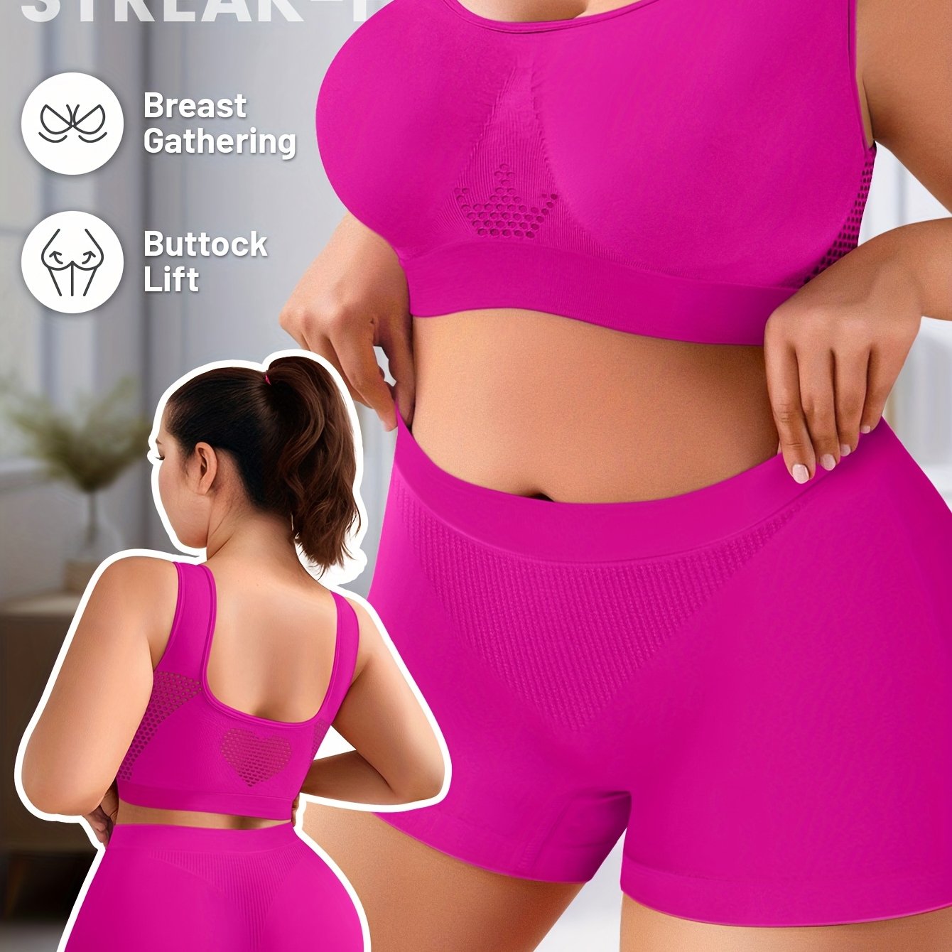 One Set Women's Plus Size Lingerie Bra and Panty Set Seamless Top Oversized Comfortable Loose Home Leisure Sports Bra