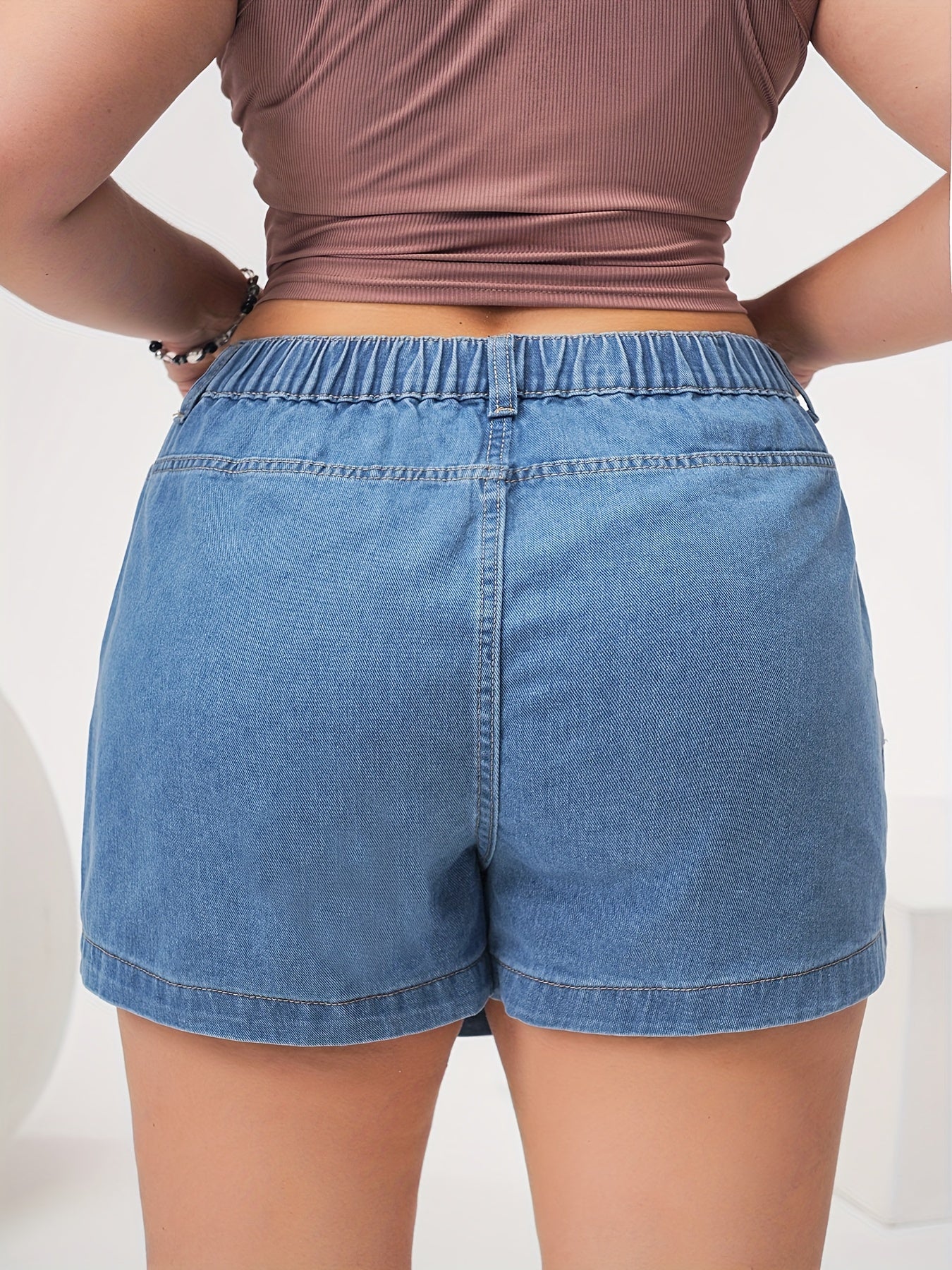 Women's Light Blue Denim Skort - Casual Style with Flap Pockets, Non-Stretch Fabric, Machine Washable, Perfect for Spring/Summer