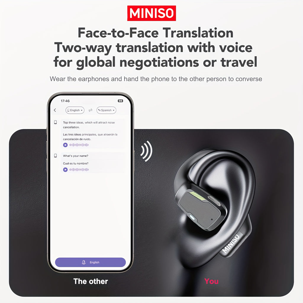 AI Wireless Earbuds with Real-Time Translation, Touch Controls & Detachable Mic