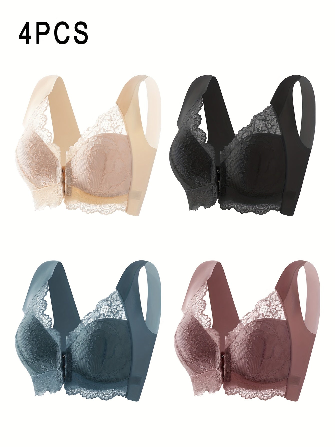 4pcs Soft and Comfortable Front Buckle Bras