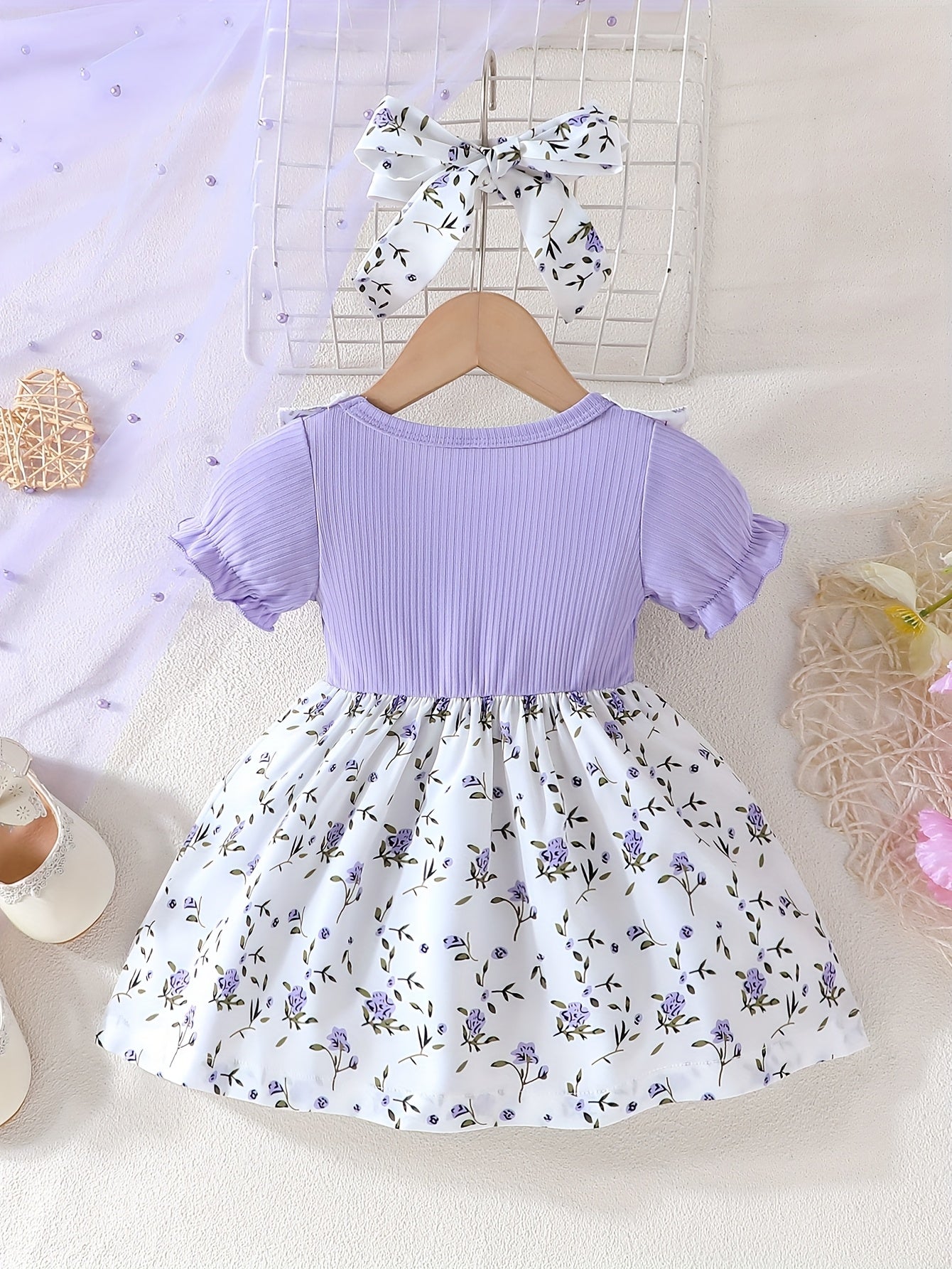 Lightweight Floral Print Summer Dress for Baby Girl