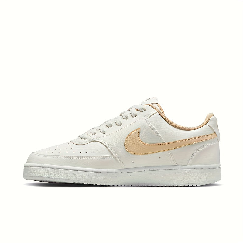 Nike Women's Air Cushion Sneakers - Lightweight All-Season Beige & White Low-Top Skate Shoes with Arch Support
