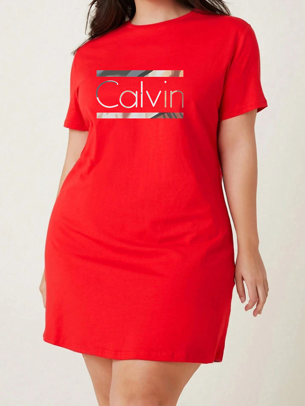 Calvin Art Print Bodycon Dress - Stylish Black, Slim-Fit, Stretchy Polyester Blend, Round Neck, Knee-Length, Perfect for Spring/Summer, Spring