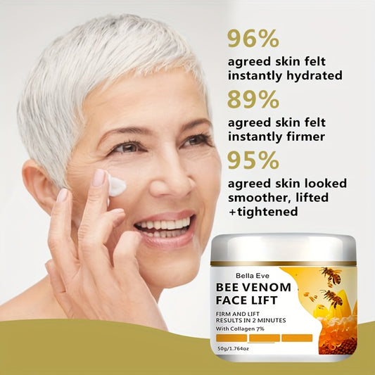 Bee Venom Instant Face Lift Cream Tightens & Firms Sagging Light Beige, Smooths Fine Lines & Wrinkles | Alcohol-Free with Hyaluronic Acid