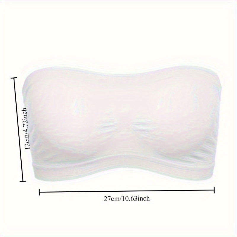 Semi-Sheer Polyester Comfortable & Soft Stretch Strapless Bandeau Bra