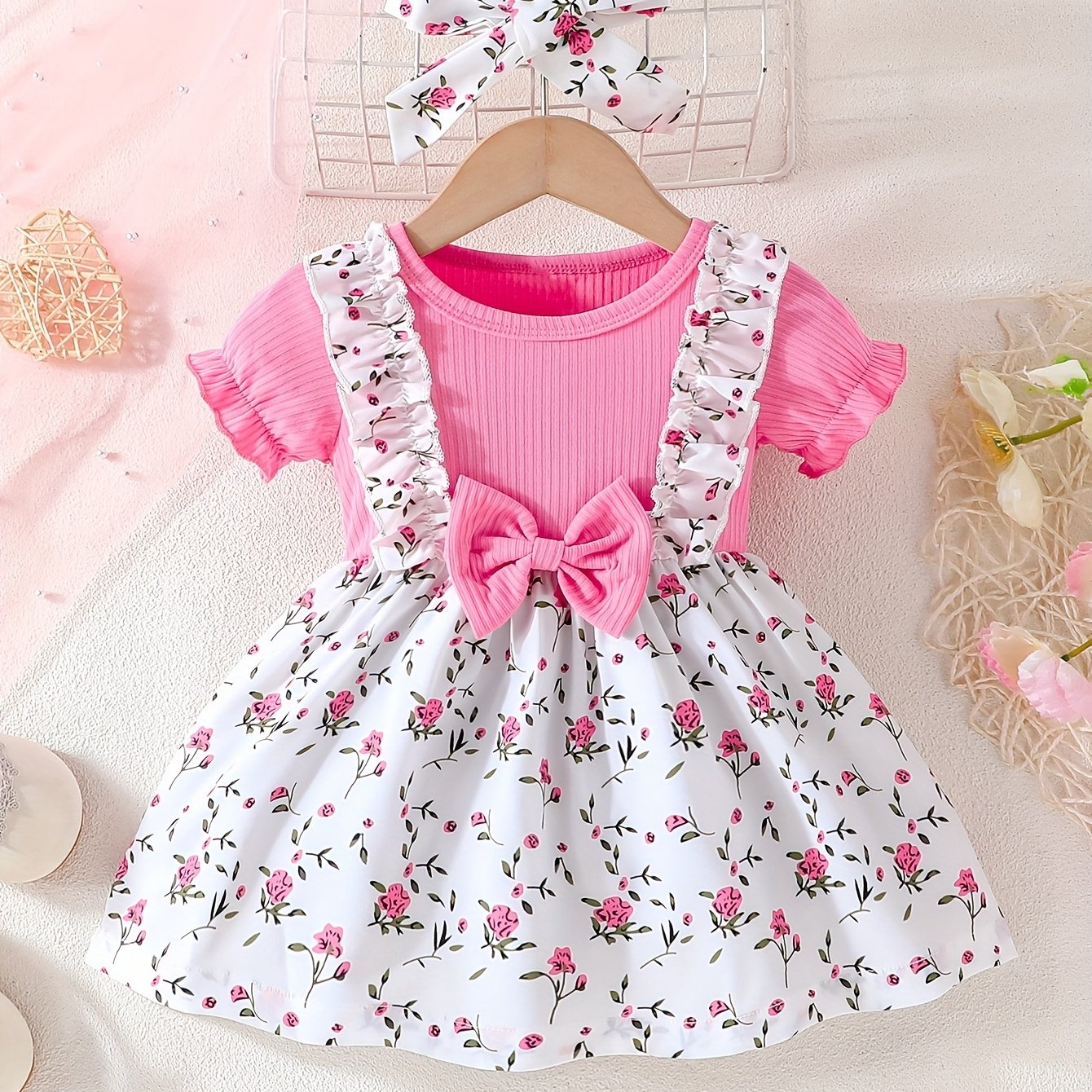 Lightweight Floral Print Summer Dress for Baby Girl