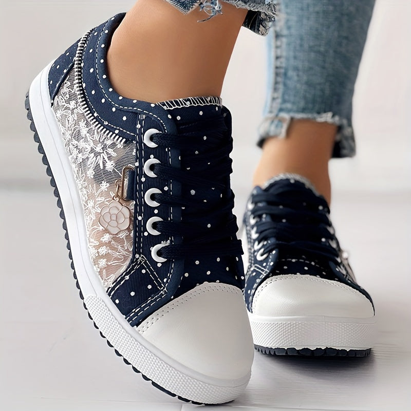 Women's Floral Mesh & Synthetic Cover Casual Sneakers
