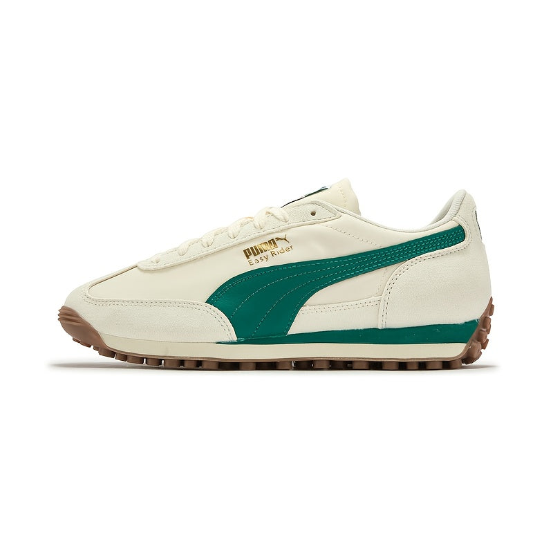 PUMA Original Genuine Shoes - Lightweight All-Season Sneakers with Cushioned Rubber Sole, Beige/ & Green Accents