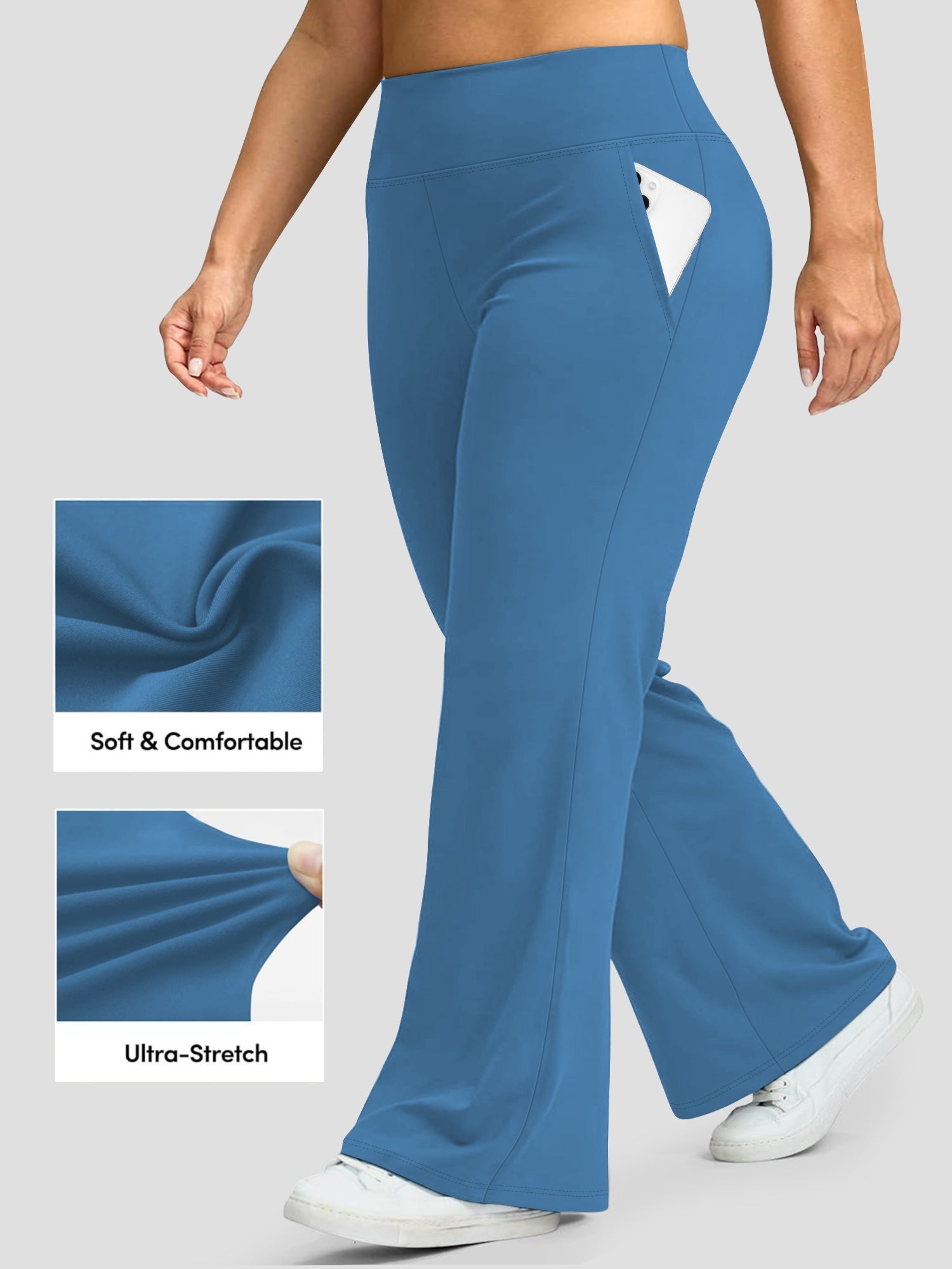 Women's Plus-Size High-Waisted Flared Pants