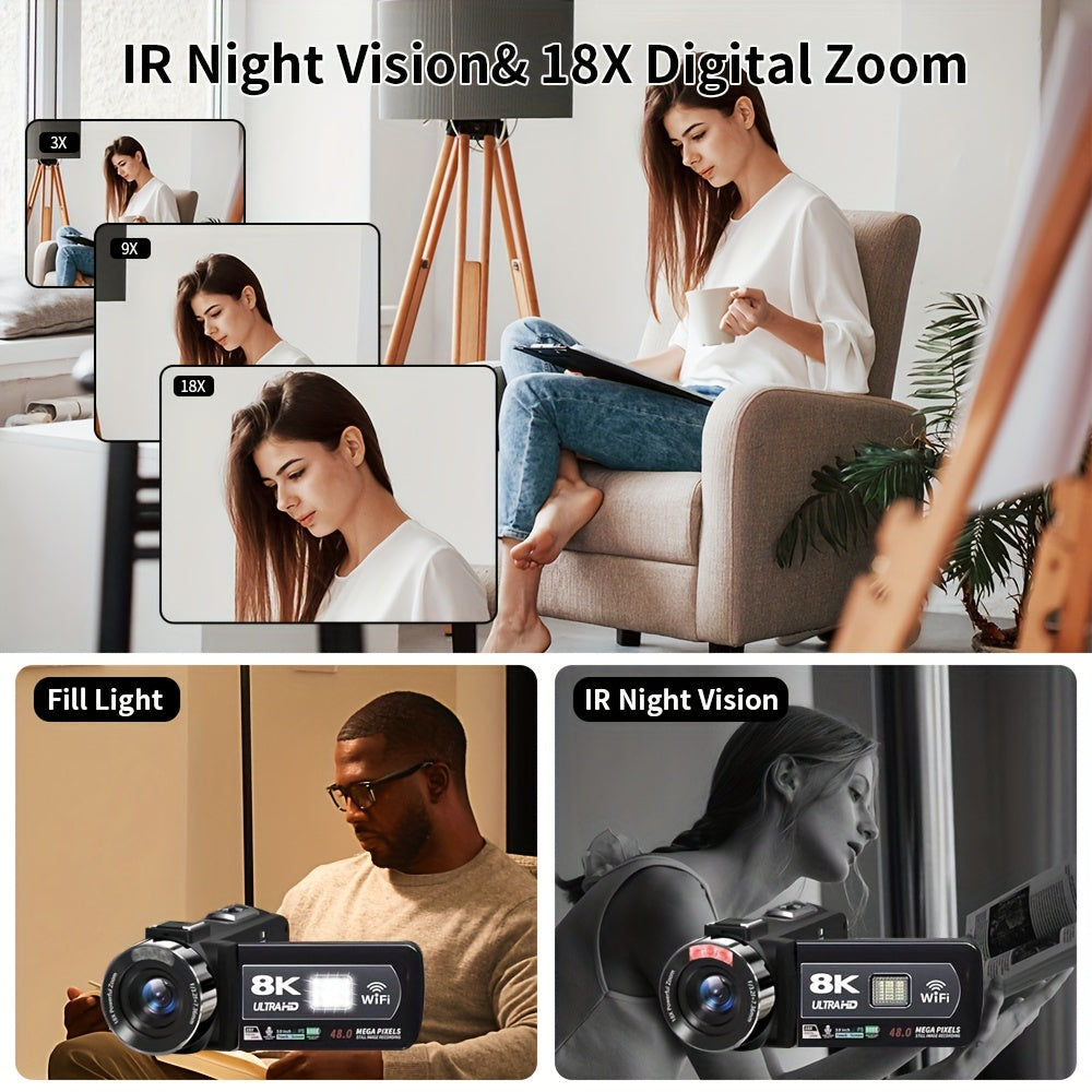 8K 15FPS Integrated Video Camera, 18x Digital Zoom, 64ppm, WiFi, Remote Control