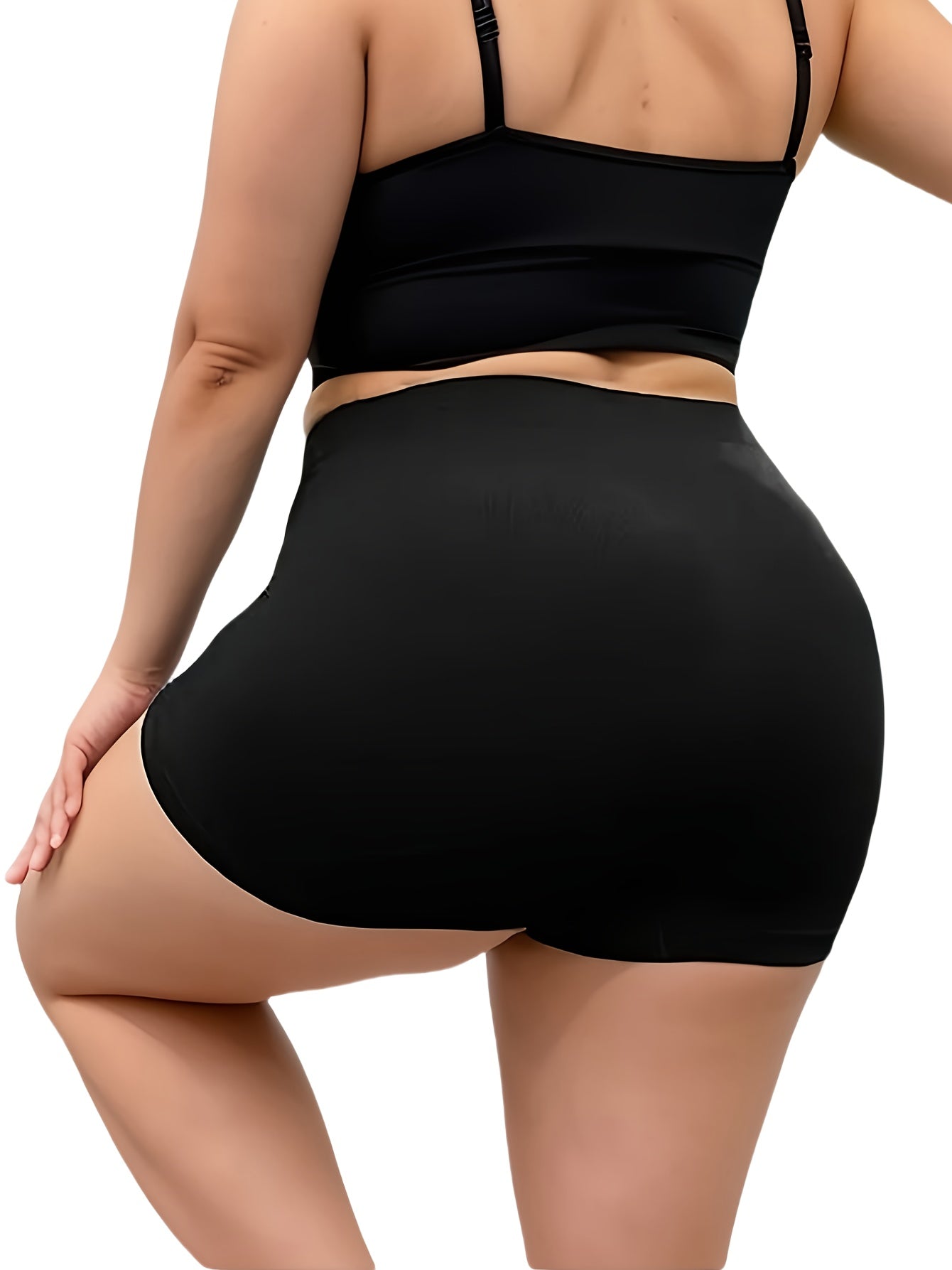 5pcs Plus Size Women's High-Waist Seamless Boxer Briefs in Assorted Colors - Soft, Stretchy Knitted Fabric for Comfort | Ideal for Yoga, Fitness,