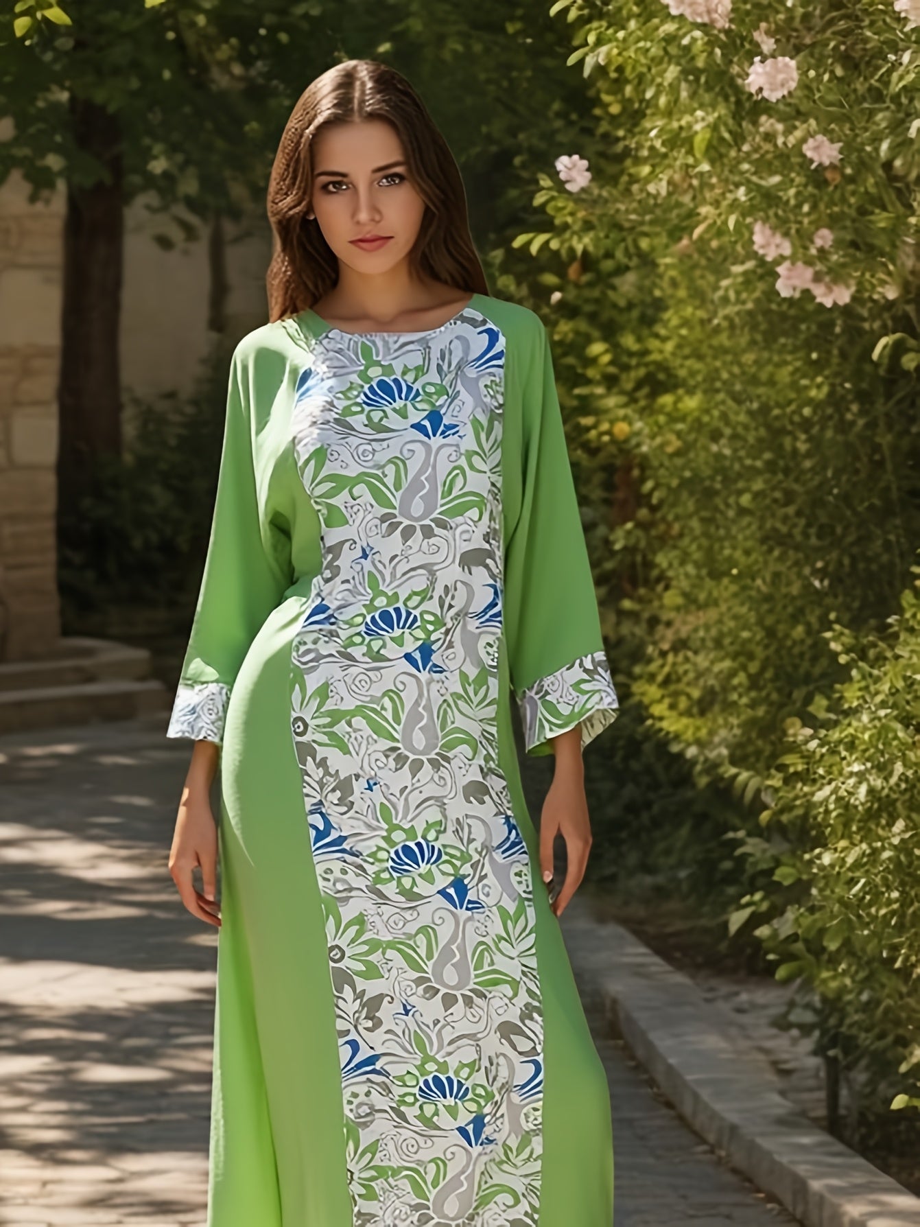 Middle East European and American Spring Summer Floral Print Dress