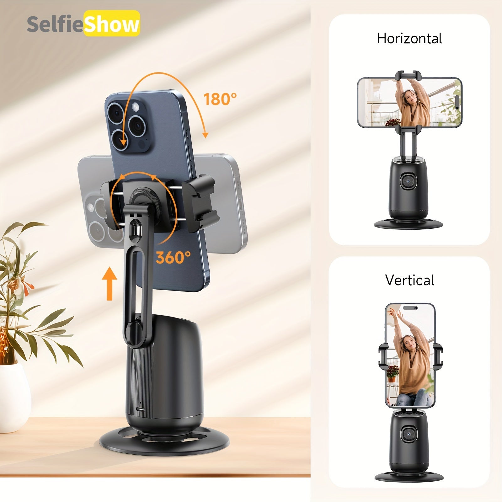 AI Intelligent Dual Cold Shoe Interface 360°Face Tracking Gimbal