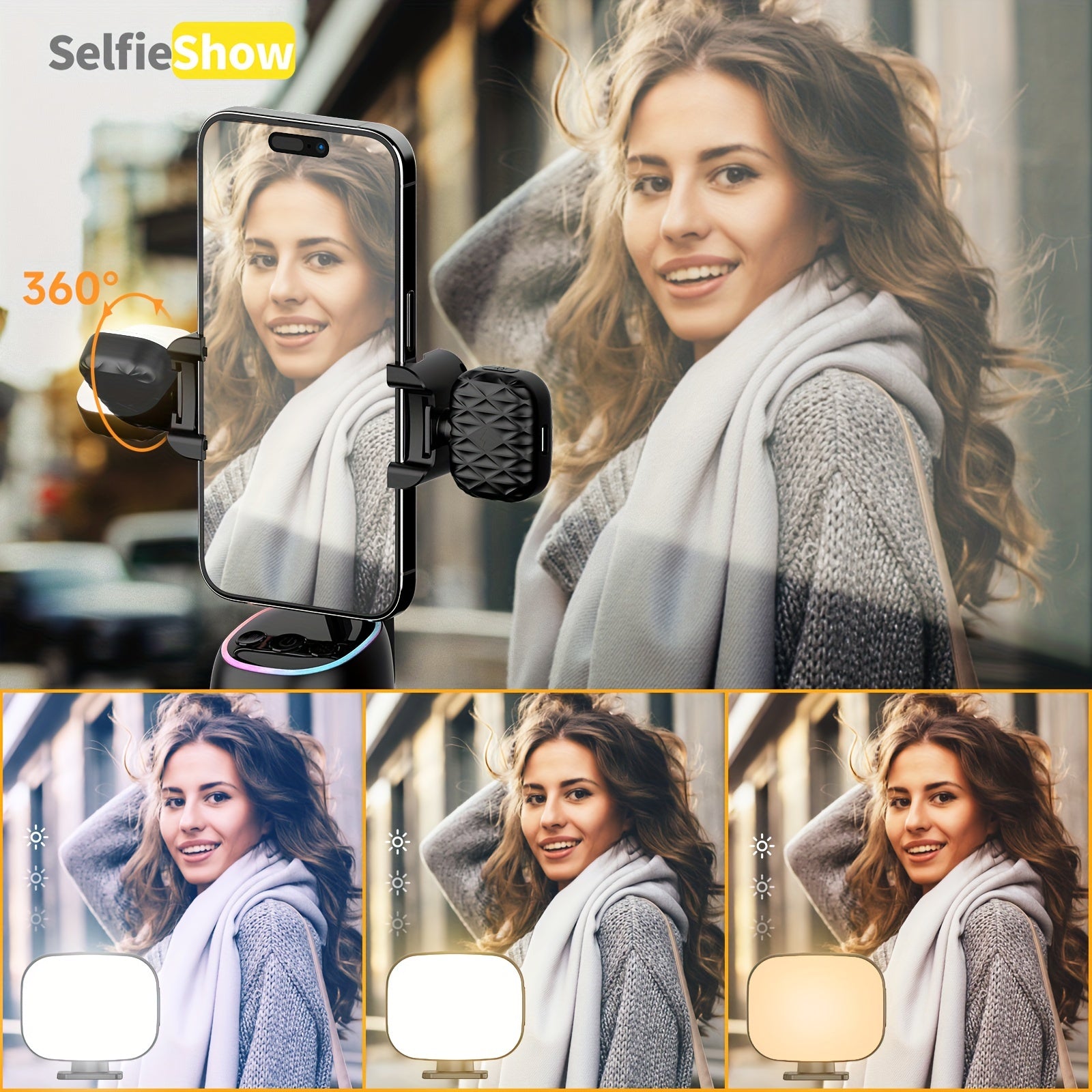 AI Intelligent Dual Cold Shoe Interface 360°Face Tracking Gimbal