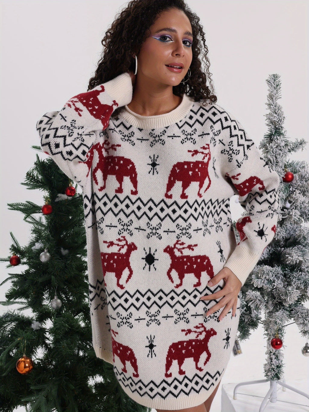 Plus Size, Women's Elegant Winter Maxi Sweater Coat for Christmas Parties & Special Occasions