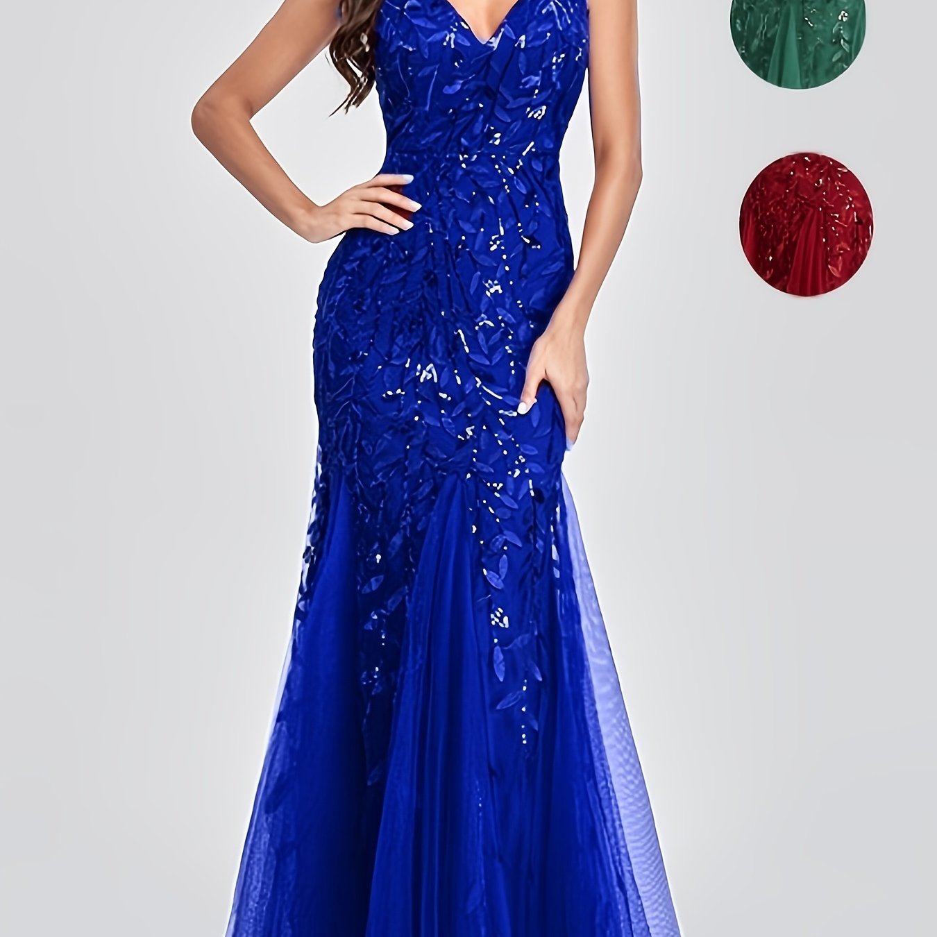 Elegant Embroidered Multi-Color Dresses, Hip-Wrapping Mermaid Skirt with Lace,  Christmas Party