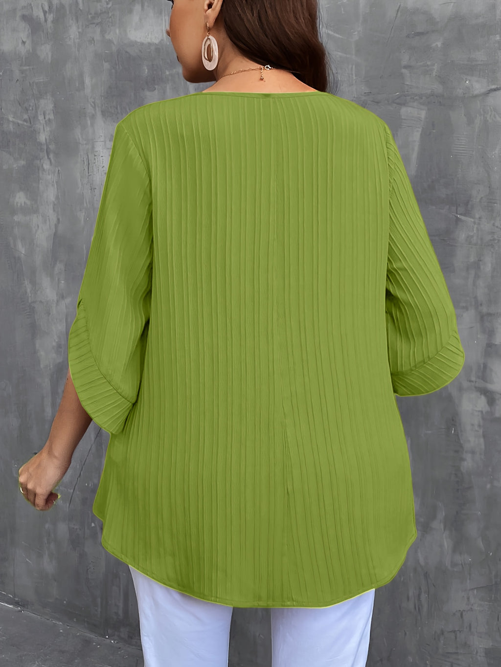 Women's Plus Size Button-Up Blouse , Short Sleeve