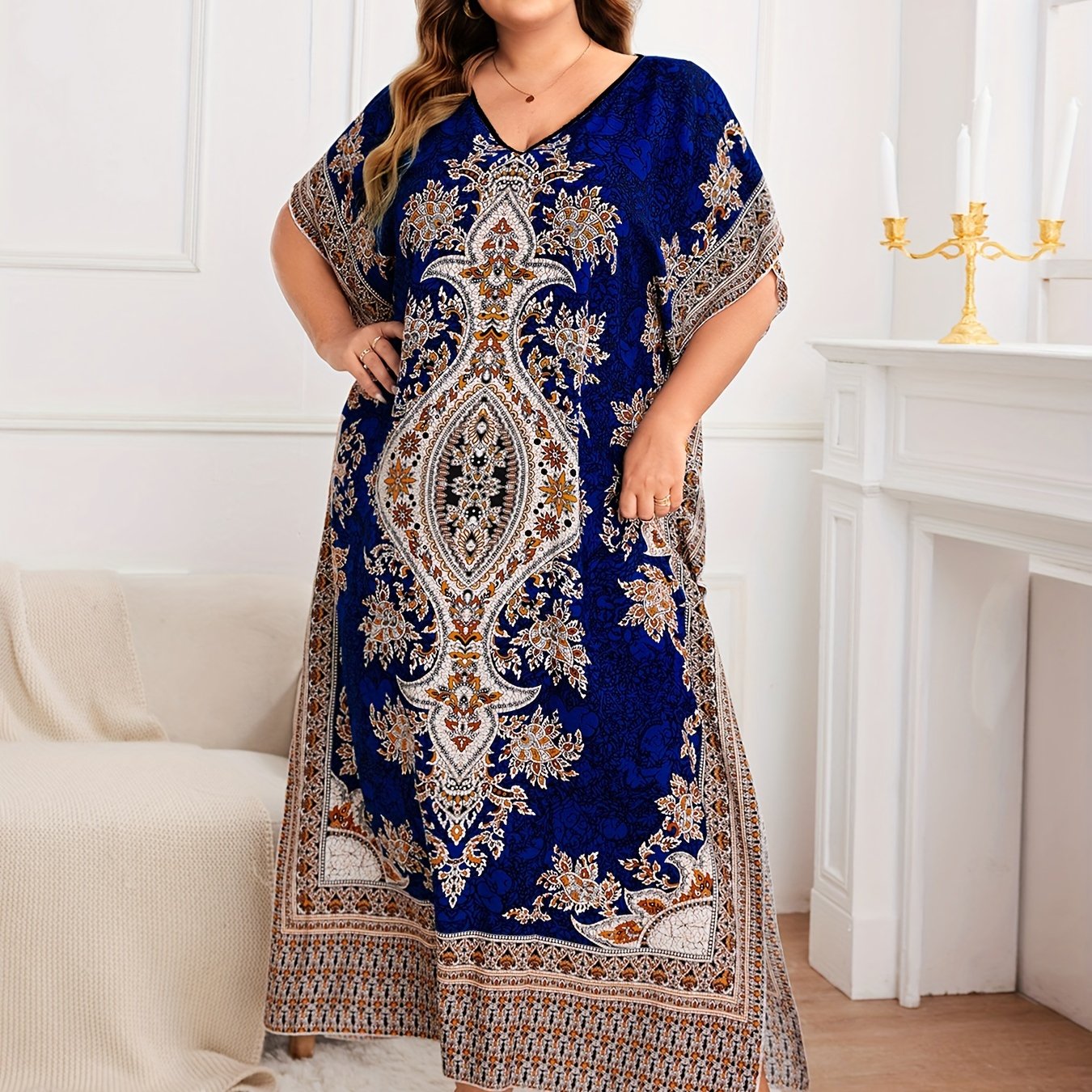Plus Size Women's Bohemian Vacation Dress