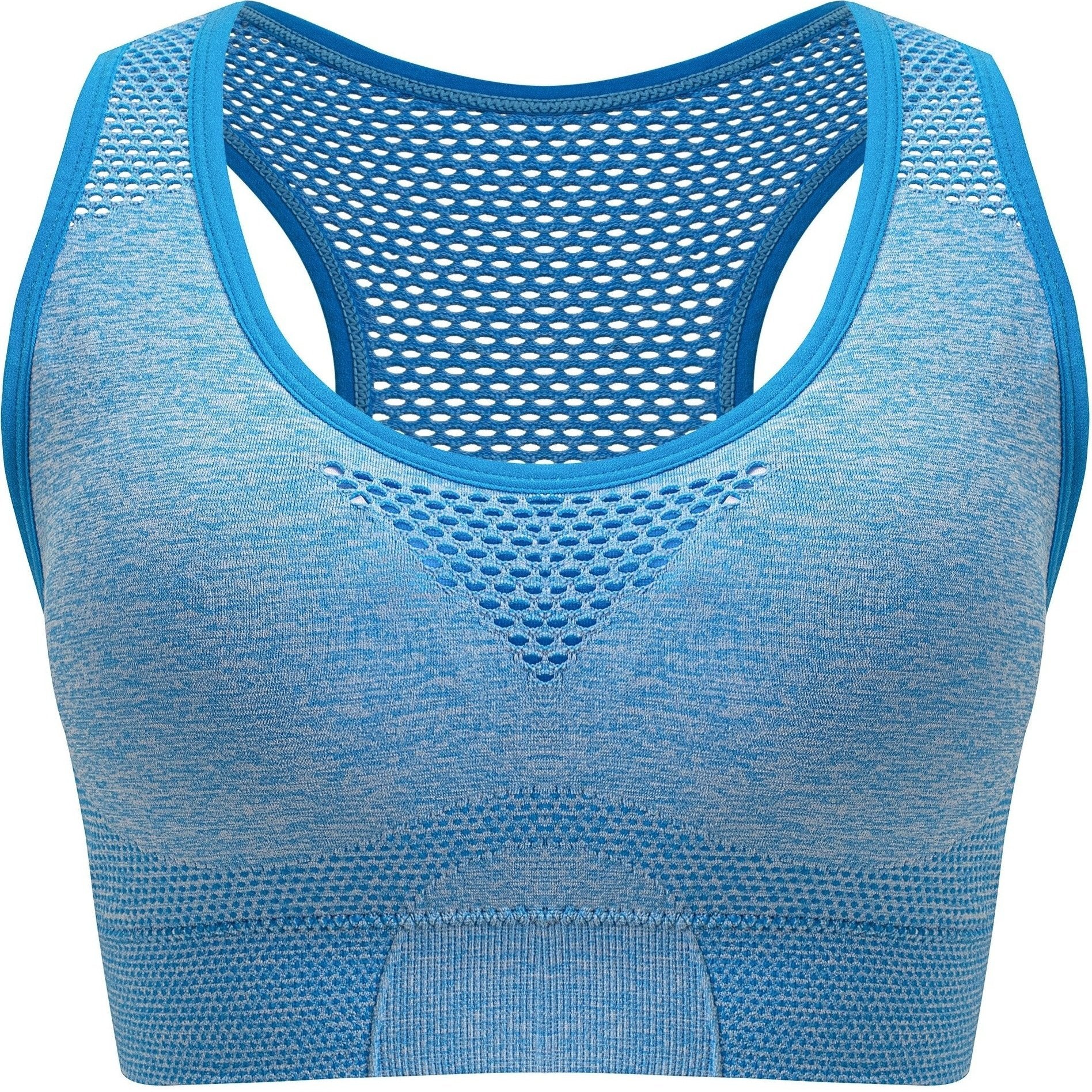 Plus Size Seamless Sports Bra - Breathable Hollow Mesh Thin Yoga Bra Without Steel Ring