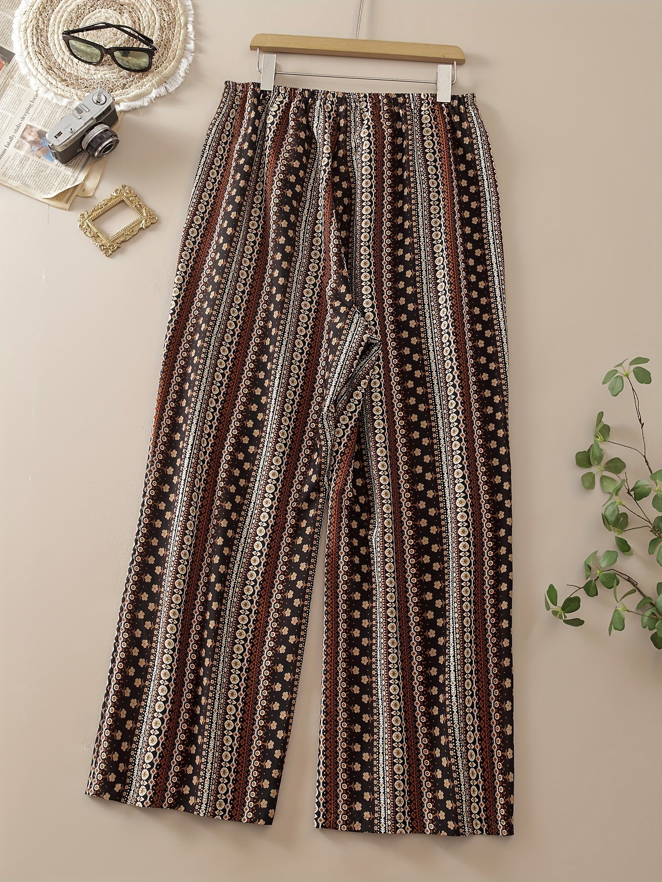 Plus Size Floral Print Straight Leg Pants for Women