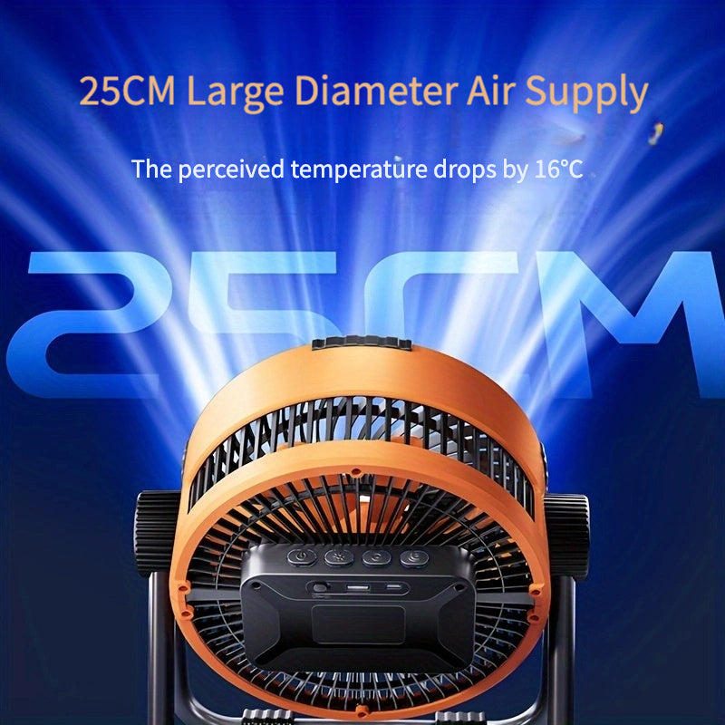 Storm Outdoor Fan - 30ft Cold Wind, 20000mAh Battery, LED Lantern, Phone Charger