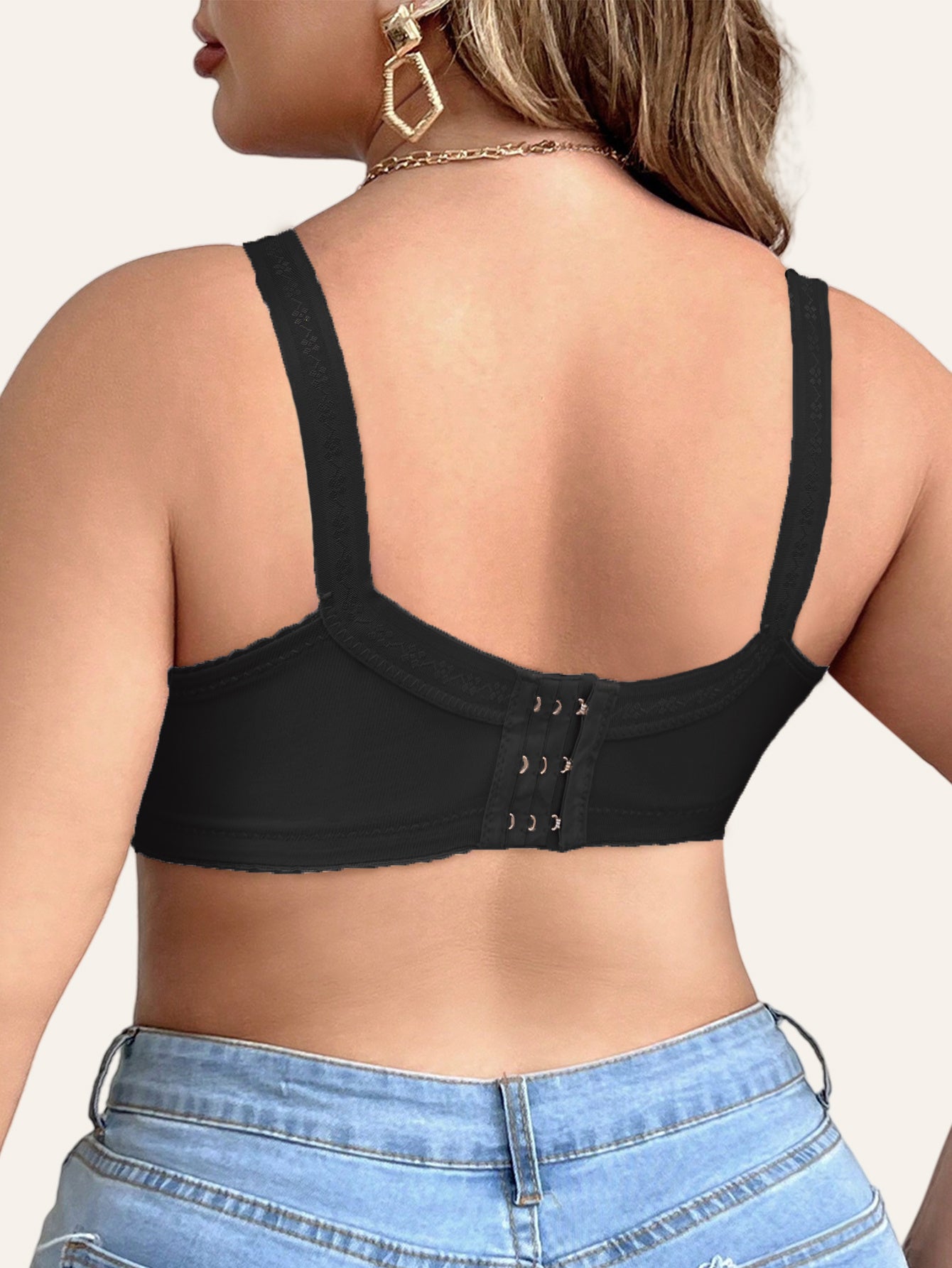 Women's Plus Size Wireless Bra with Bowknot