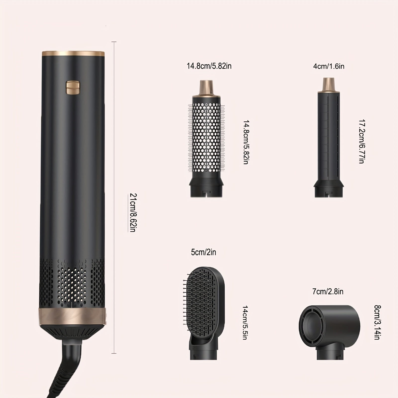 5-in-1 Hair Dryer Brush & Styler, Hot Air Brush, Left & Right Automatic
