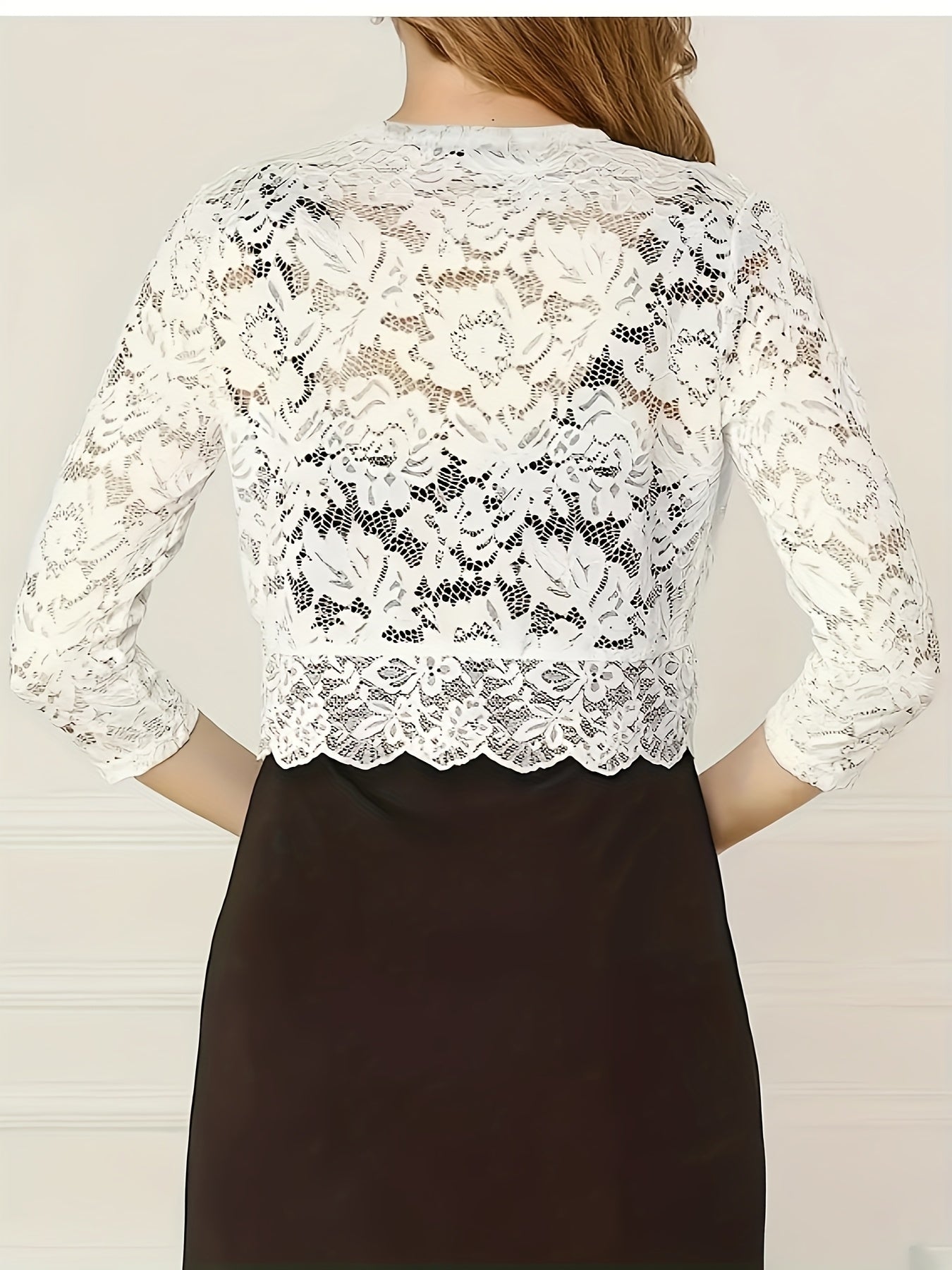 Women's Short Collarless Three-Quarter Length Sleeve