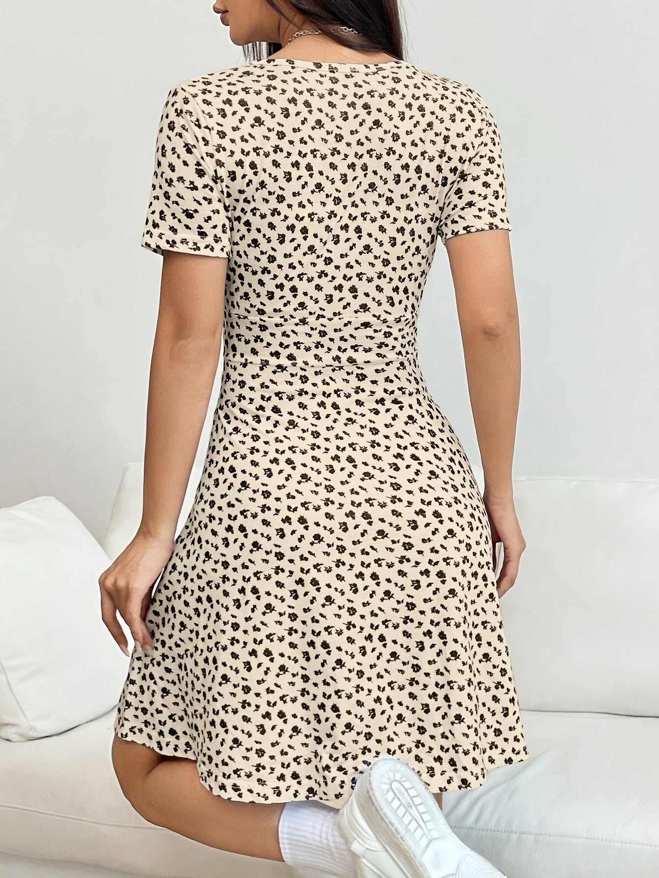 Leopard Print V-Neck Short Sleeve