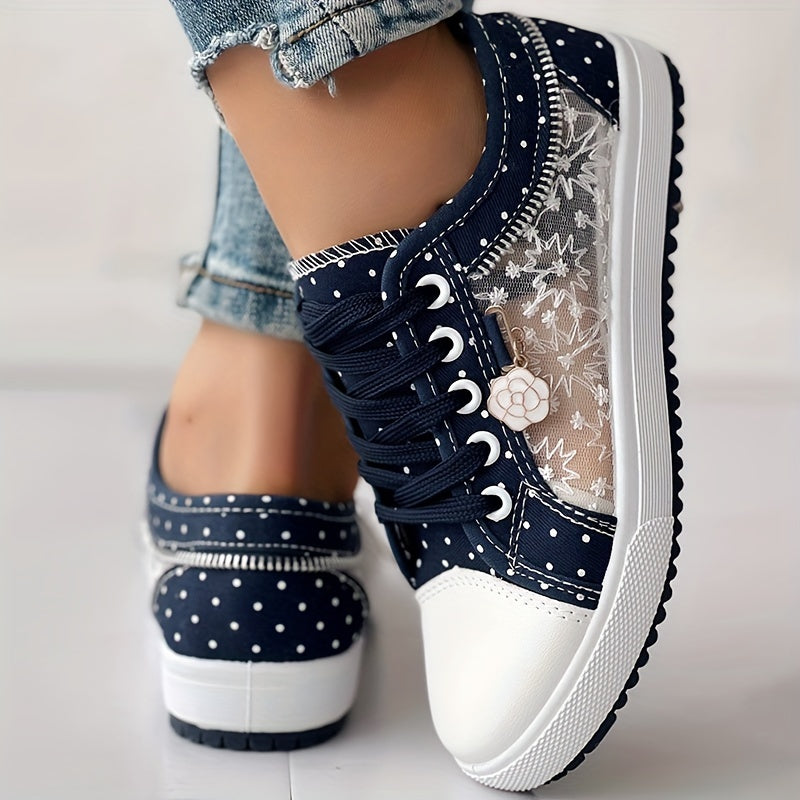 Women's Floral Mesh & Synthetic Cover Casual Sneakers