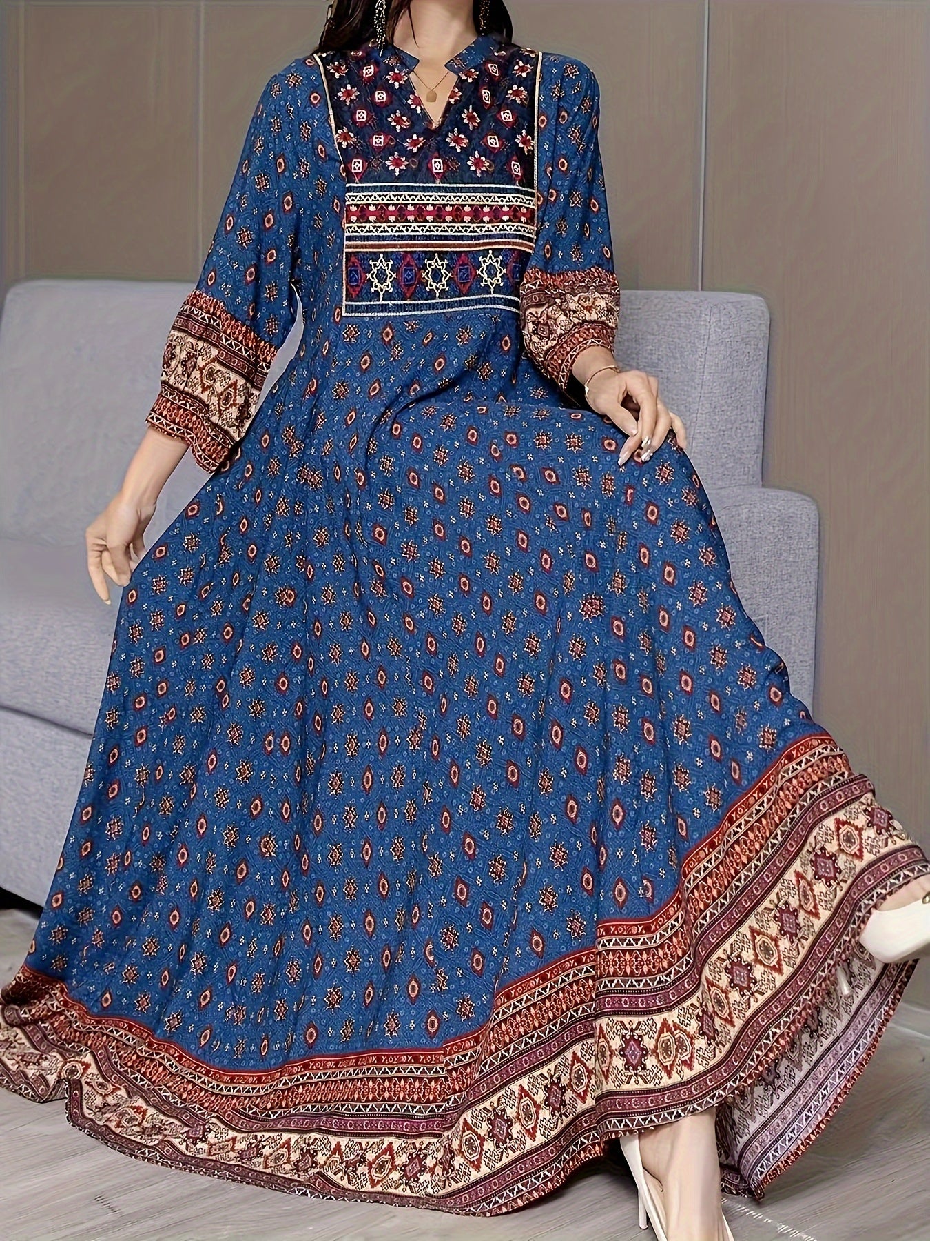 Elegant Maxi Dress - Romantic Long Sleeve Tunic for Women