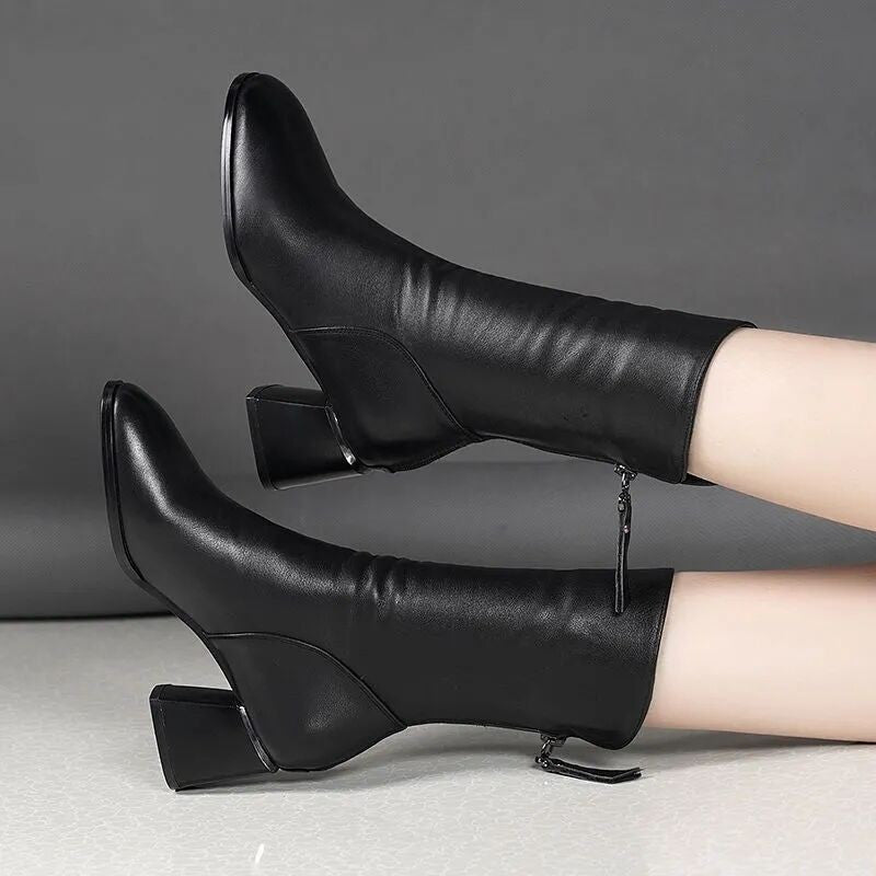 Comfortable Women's Chunky Heel Pointed Toe Ankle Boots