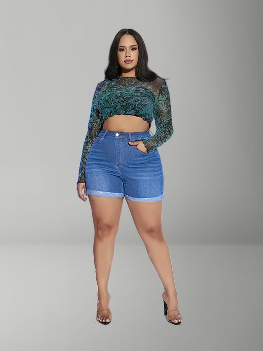 Plus-Size Stretchy Shorts, Comfortable for Casual Wear