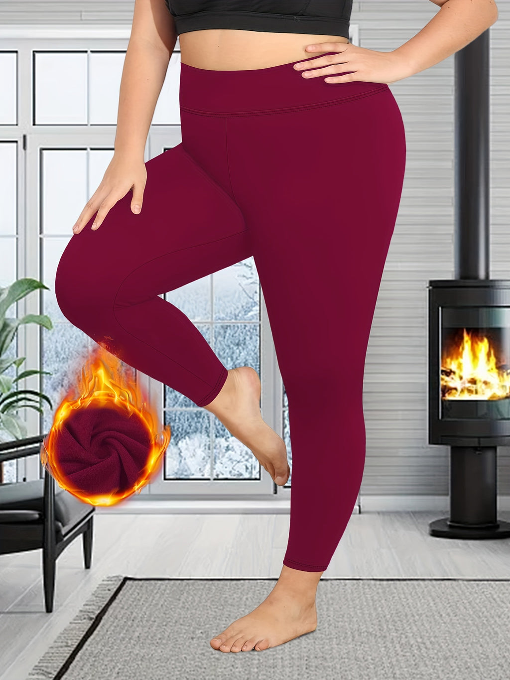 Cozy Plus Size Solid Leggings - Soft, High Waist, Thick, Stretchy