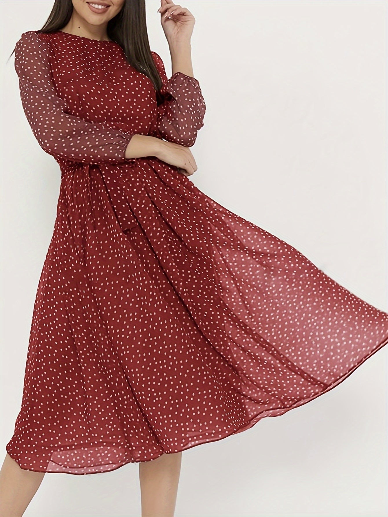 Short Sleeve Round Neck Flared Skirt